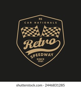 Coche Retro Speedway logotipo Plantilla elemento de diseño de Vector estilo vintage para etiqueta o insignia ilustración retro.