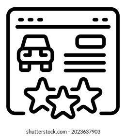 Car review icon outline vector. Online document. Vehicle analysis