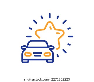 Car review line icon. Best transport service sign. Delivery rating symbol. Colorful thin line outline concept. Linear style car review icon. Editable stroke. Vector