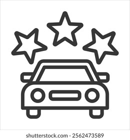 Car Review Outline Icon Vector Illustration