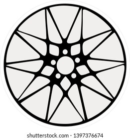 Car rim icon isolated on white background. Wheel symbol in flat style. Car element Vector illustration for web and mobile design.