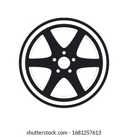 Car rim icon isolated on white background. Wheel symbol in flat style. Car element Vector illustration for web and mobile design.