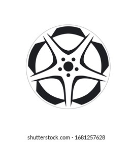 Car rim icon isolated on white background. Wheel symbol in flat style. Car element Vector illustration for web and mobile design.