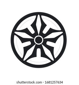 Car rim icon isolated on white background. Wheel symbol in flat style. Car element Vector illustration for web and mobile design.