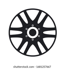 Car rim icon isolated on white background. Wheel symbol in flat style. Car element Vector illustration for web and mobile design.