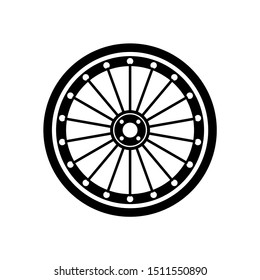 Car rim icon with white background. Wheel symbol with flat style. Vector illustration of a car element.