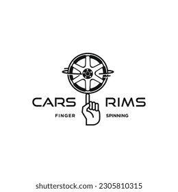 Car rim spinning on finger logo vector icon illustration