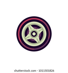 Car rim and wheel. Vector illustration, isolated. Flat style.
