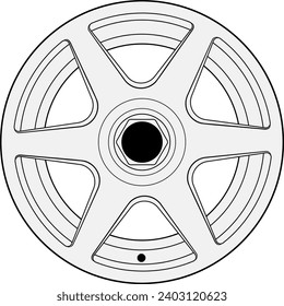 Car rim, wheel vector image line art