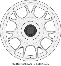 Car rim, wheel vector image line art