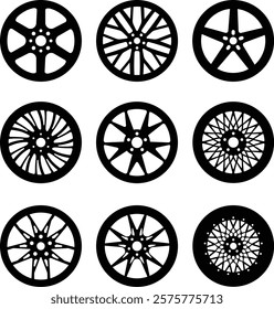 Car rims design silhouette illustration