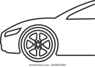 Car rims fitment icon. Car modification icon in outline style.