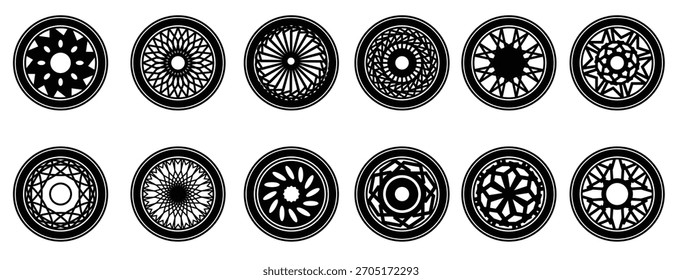 ilustração vetor de jantes de carro. conjunto de jantes de carro