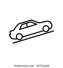 Car rising up on road