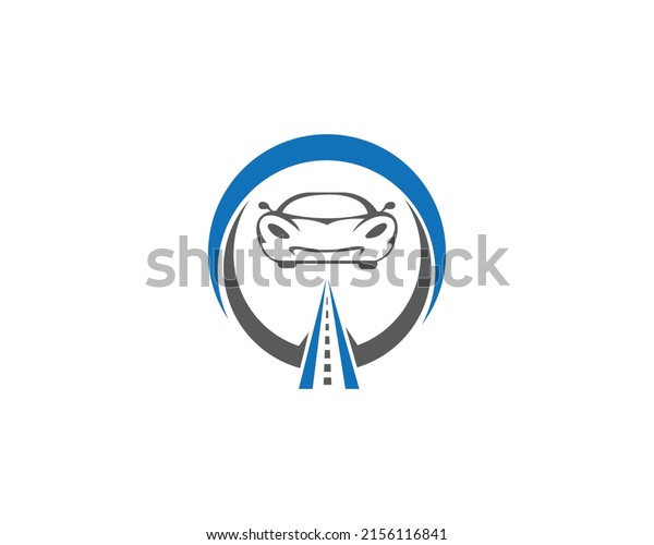 Car and Road  Logo in Circle. Automotive Car\
Modern  Logo Design\
Element.