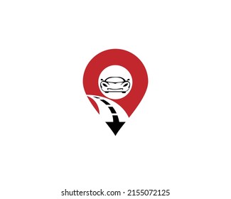 Car and Road Point Logo Design Concept. Simple Modern Icon Design Illustration.