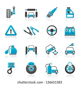 Car and road services icons - vector icon set
