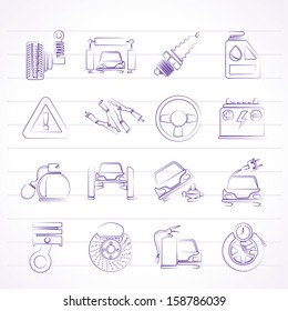 Car and road services icons - vector icon set