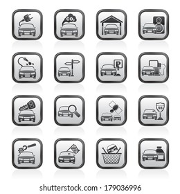 Car and road services icons - vector icon set