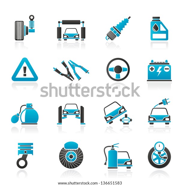 Car and road\
services icons - vector icon\
set