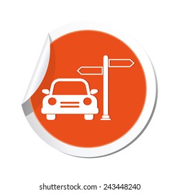 Car and road sign icon.