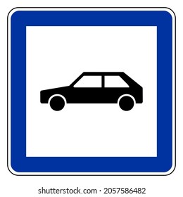 Car and road sign on white background