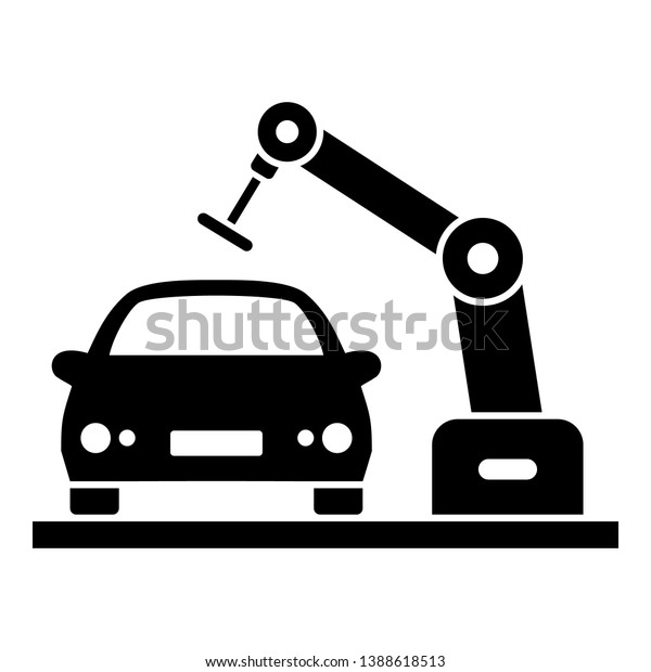 Car\
robot factory icon. Simple illustration of car robot factory vector\
icon for web design isolated on white\
background