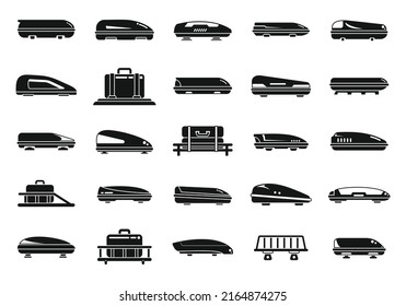 Car roof box icons set simple vector. Auto baggage. Cargo box