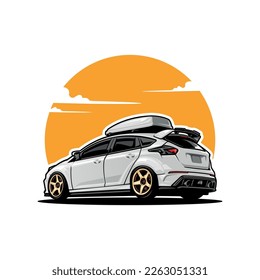 car with roof box illustration vector