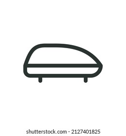 Car Roof Box Isolated Icon, Automotive Rooftop Cargo Carrier Vector Icon With Editable Stroke