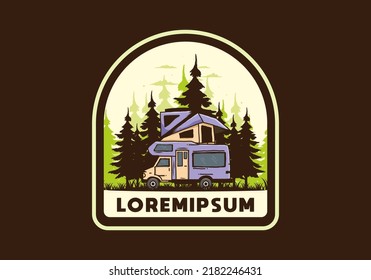 Car roof camping in the jungle illustration design