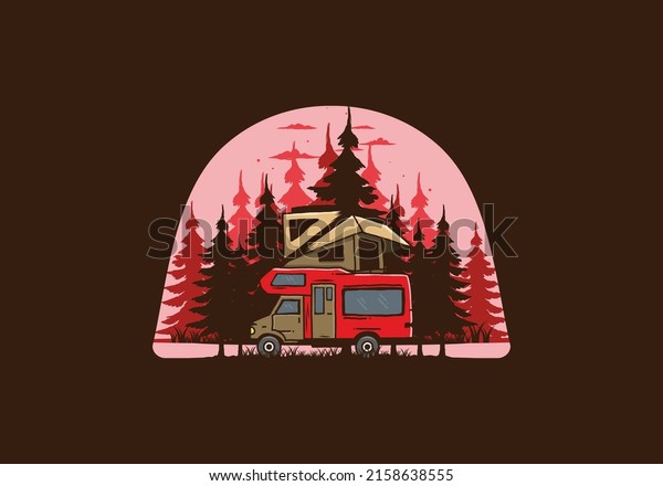 Car roof
camping in the jungle illustration
design