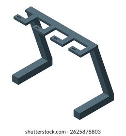 Car roof rack cross bars standing up in isometric view, perfect for car accessory concepts and illustrations