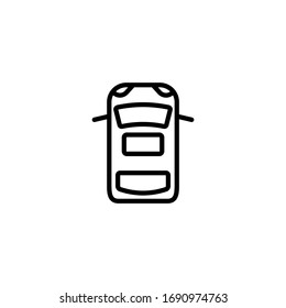 Car roof vector icon in linear, outline icon isolated on white background