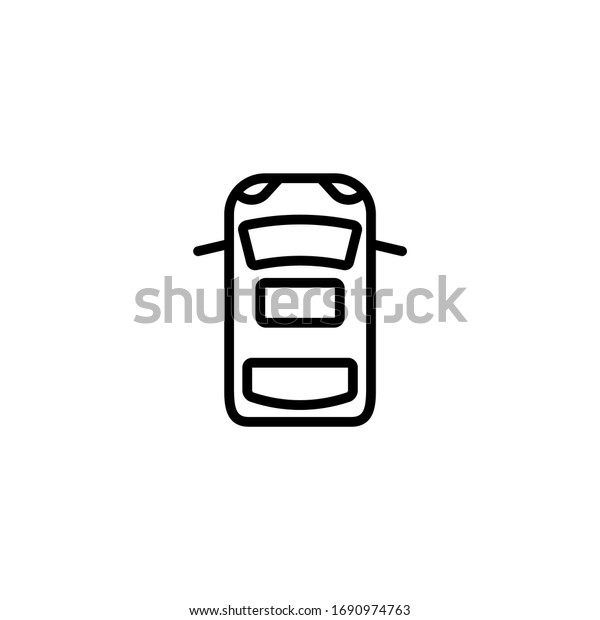 Car roof vector icon in linear, outline icon\
isolated on white\
background