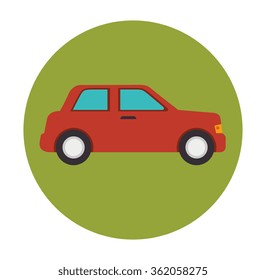 Car in round icon 