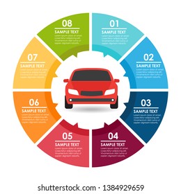 Car Round Infographic. Vector Illustration