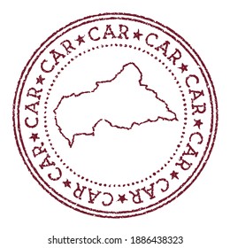CAR round rubber stamp with country map. Vintage red passport stamp with circular text and stars, vector illustration.