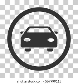 Car rounded icon. Vector illustration style is flat iconic symbol inside a circle, gray color, transparent background. Designed for web and software interfaces.