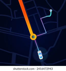 Autobahn mit der Stadtplan-Schnittstelle. Car GPS Navigator Bildschirm Illustration.