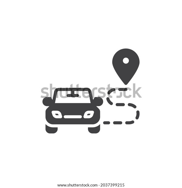 Car route vector icon. filled flat sign\
for mobile concept and web design. Car gps tracking glyph icon.\
Symbol, logo illustration. Vector\
graphics