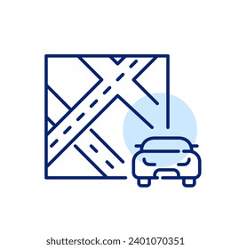 Car routes and navigation maps app. Pixel perfect, editable stroke