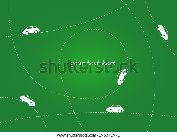 Car routes on green field. Vector illustration\
for you design.