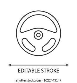 Car rudder linear icon. Thin line illustration. Steering wheel. Contour symbol. Vector isolated outline drawing. Editable stroke