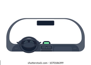 Car rudder or steering wheel.  Automobile salon isoated on white background.