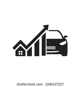 Car running costs icon. Cost of living. Price growth. Vector icon isolated on white background.