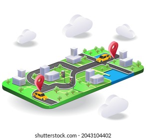 the car runs from start to finish with a gps map