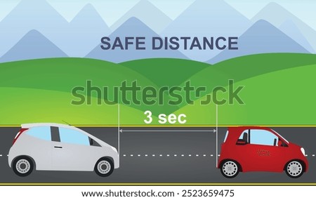 Car safe distance. vector illustration