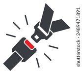 Car safety belt icon. Seat belt icon. Fasten seat belt icon vector illustration.