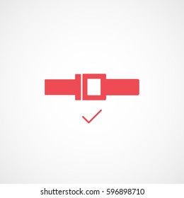 Car Safety Belt Red Flat Icon On White Background